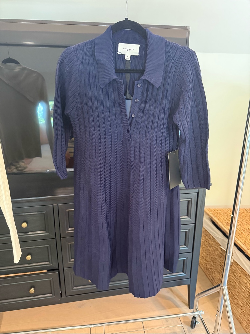 Tuckernuck Navy Ribbed Polo Midi Dress